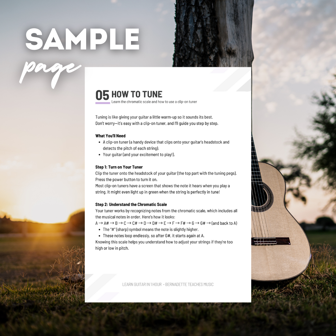 Learn to Play Guitar in 1 Hour: Beginner's Guide to Playing Guitar - Instant Digital Download