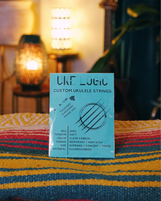 Uke Logic Custom Ukulele Strings β Soft Tension | High G | Clear Carbon | Soprano, Concert, Tenor