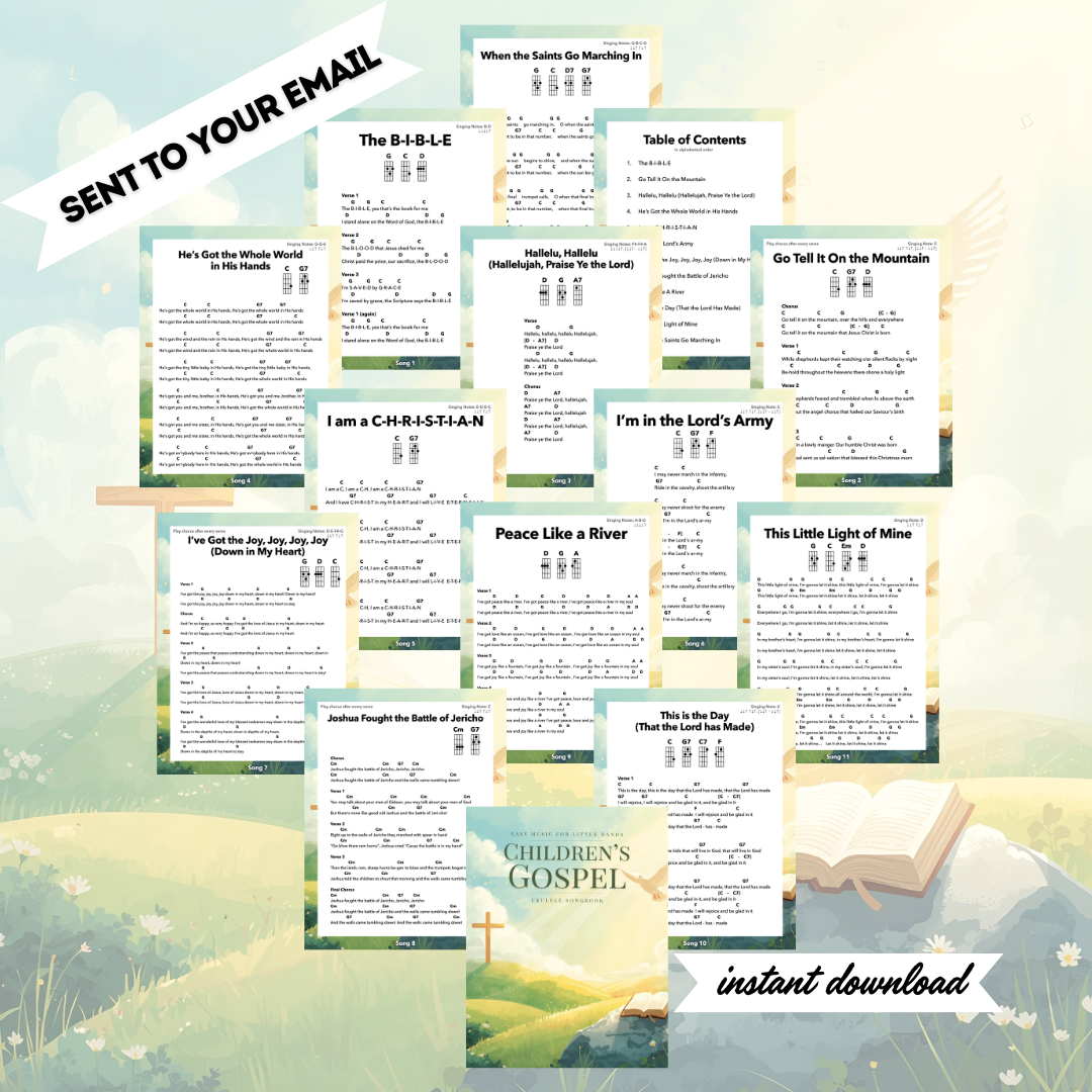 12 Children's Gospel Songs Ukulele Songbook PDF Instant Download