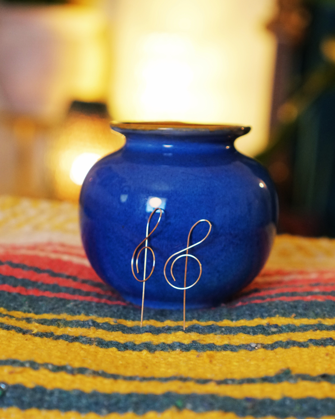 Treble Clef Dangle Earrings β Rose Gold Boho Style π΅