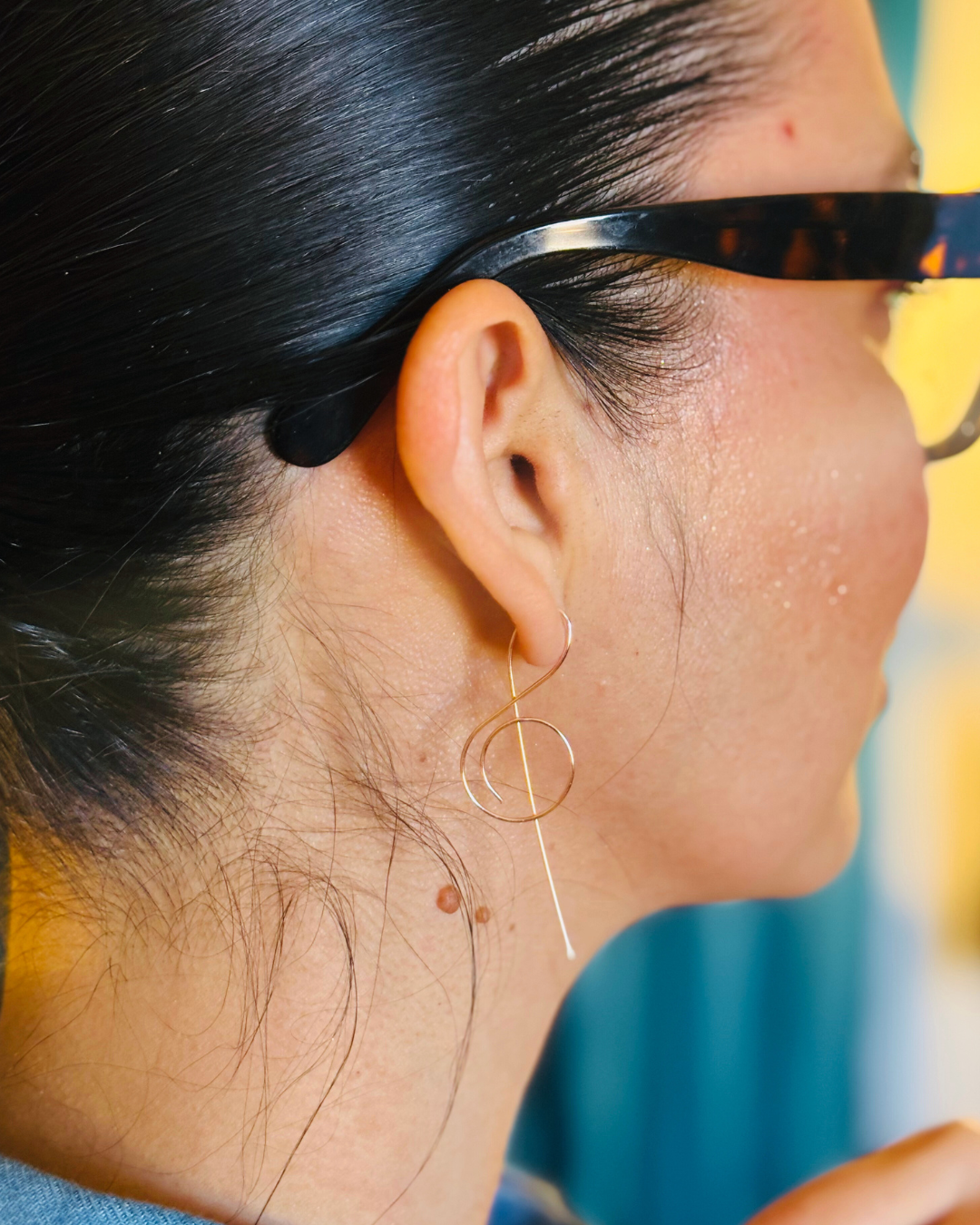 Treble Clef Dangle Earrings β Rose Gold Boho Style π΅