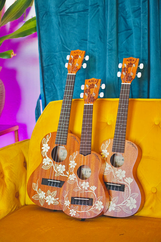 Hibiscus and Gardenia Kala Ukulele with Gig Bag - Voyage Collection 🌺