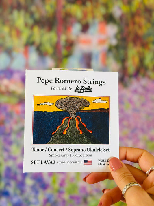 Pepe Romero Ukulele Strings – Tenor/Concert/Soprano Set (Smoke Gray Fluorocarbon, Low G)