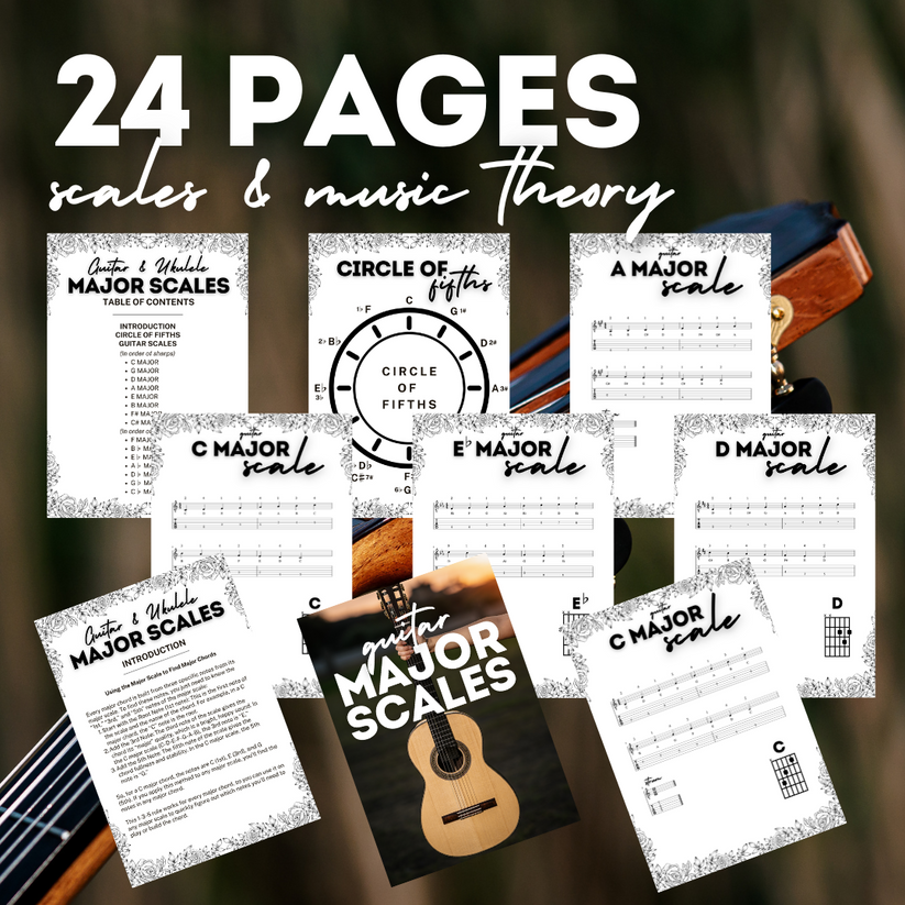 Music Scale Notes.pdf All Major Scales for Guitar PDF Instant Download – Bernadette Teaches Music
