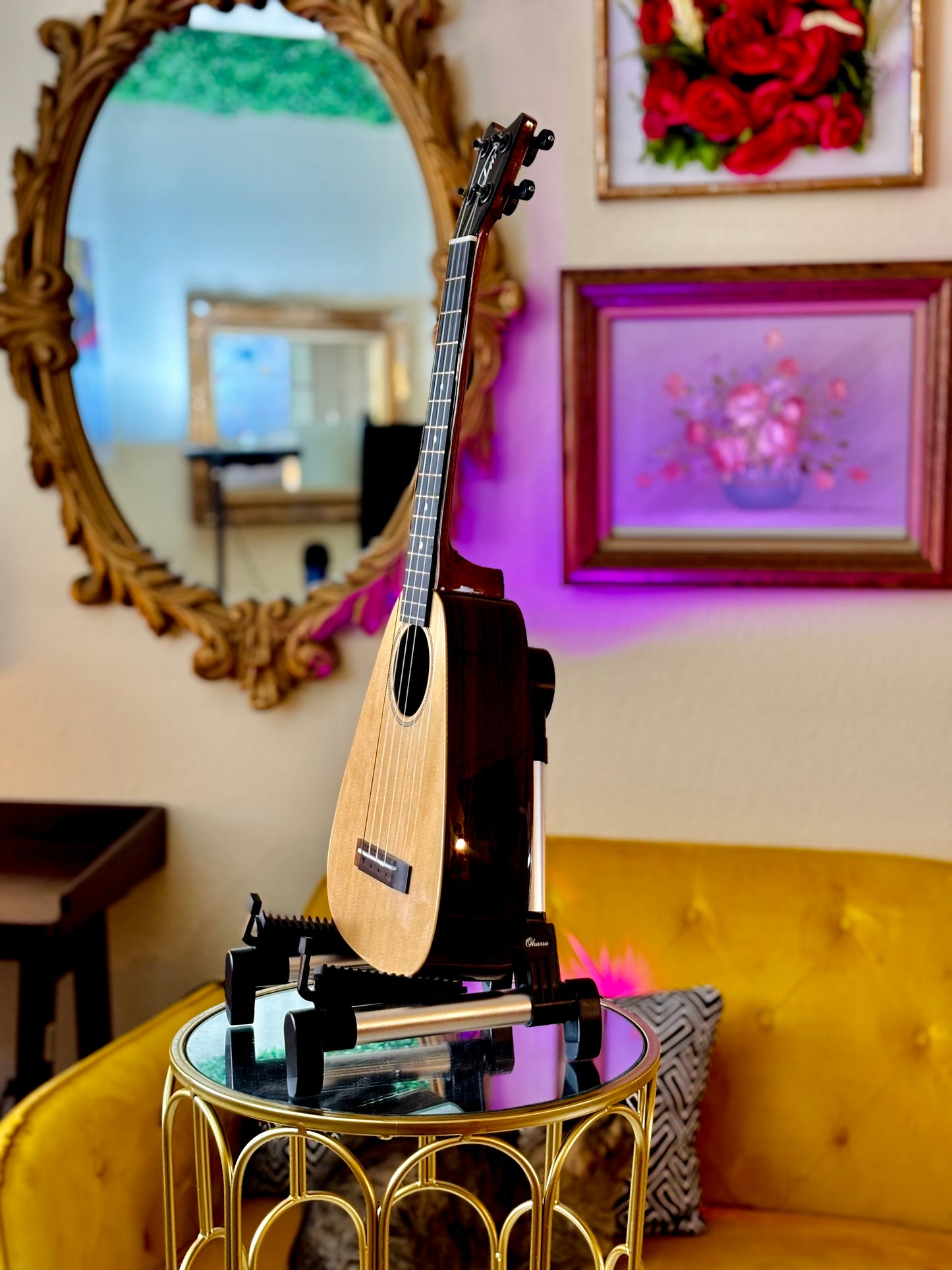 Romero Creations Daniel Ho Tiny Tenor Vibrante – Spruce/Rosewood Low G Ukulele Bundle (Gig Bag, Tuner, Capo + Free Shipping)