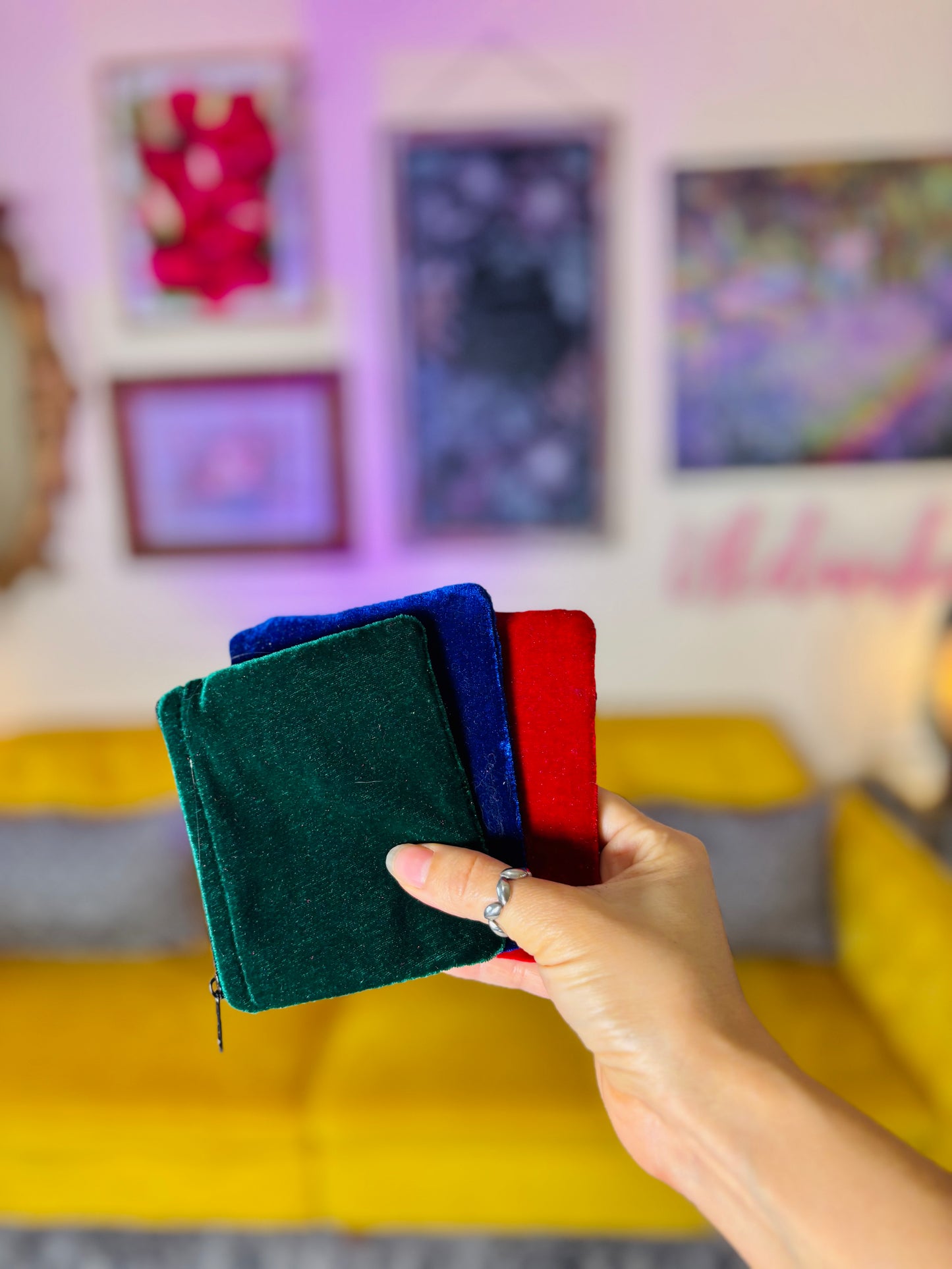 🌺 Embroidered Velvet Mini Essentials Pouch